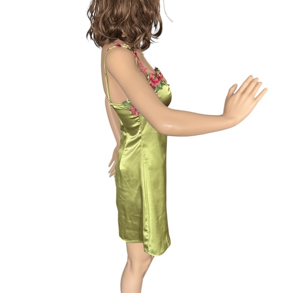 Commense Satin Floral Appliqué Mini Slip Dress, Size S - Picture 4 of 7
